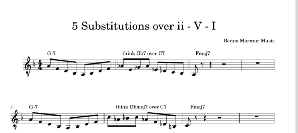 5 Substitutions Over ii - V - I